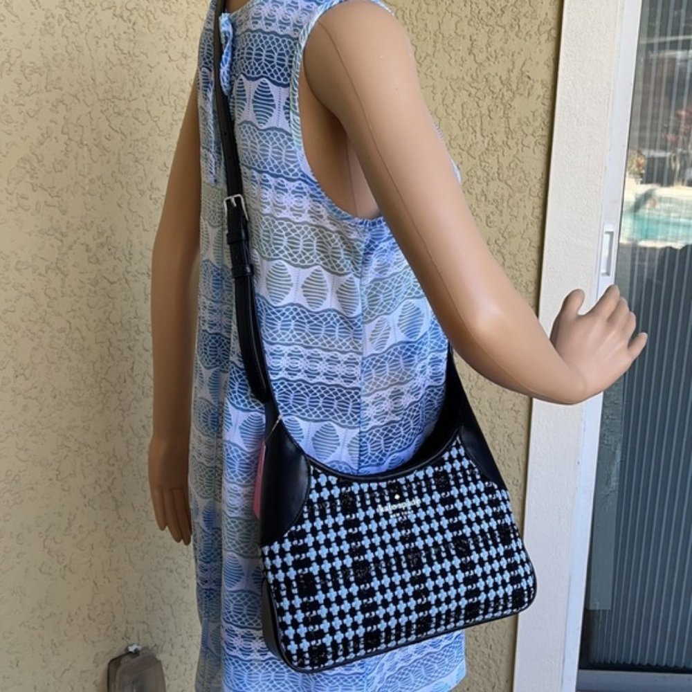 Kate Spade Crossbody Tweed Fabric Blue Multi - Picture 15 of 16